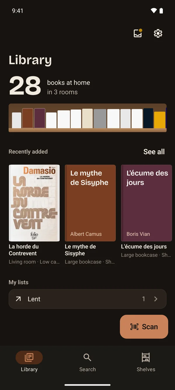 The Aldus Library in dark mode.